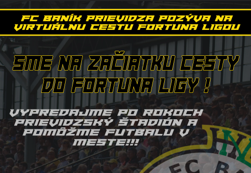 obr: Vypredajme štadión a pomôžme futbalu v Prievidzi. Cieľom je virtuálne prekonať historickú hranicu 8532 divákov