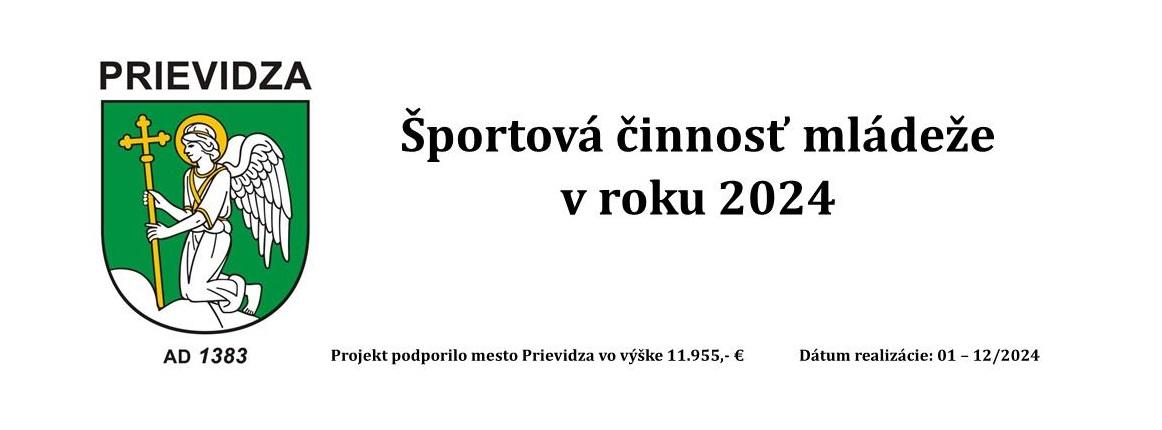 obr: Poďakovanie mestu Prievidza - Športová činnosť mládeže v roku 2024